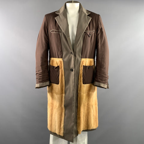 PRADA Size L Green Olive Solid Belted Coat