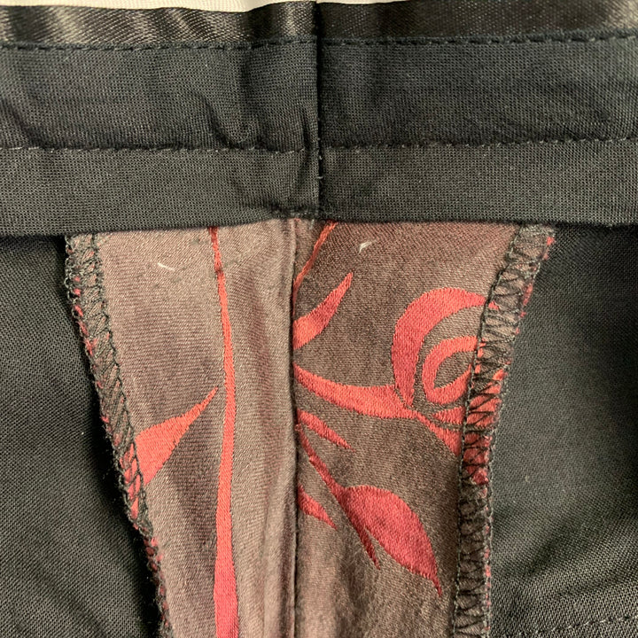HAIDER ACKERMANN Size 32 Brown Red Jacquard Linen Silk Cropped Casual Pants