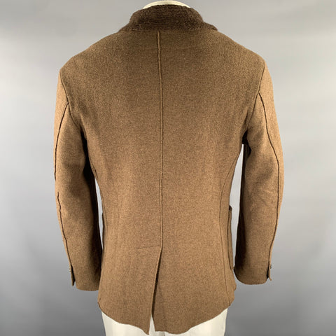 BARENA Taille 44 Veste de sport marron en mélange de laine à col châle