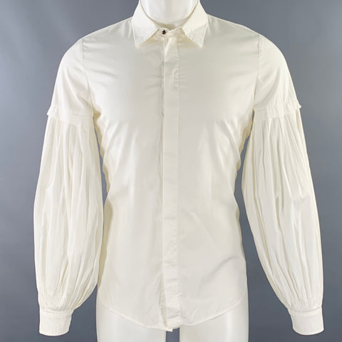 VALENTINO Size S White Pleated Double Sleeve Long Sleeve Shirt