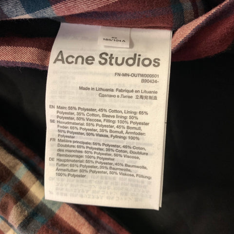 ACNE STUDIOS Size 42 Burgundy Green Beige Plaid Polyester Cotton Jacket