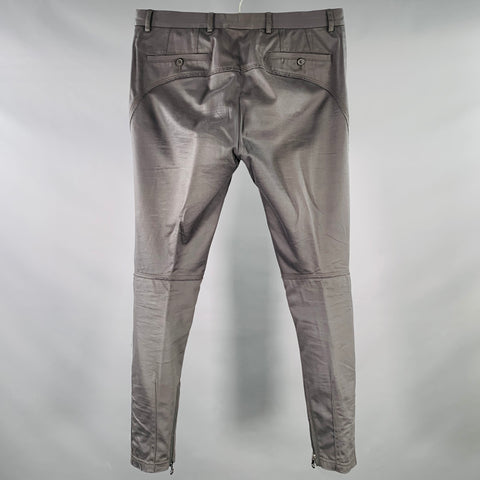 LANVIN Size 32 Grey Cotton Blend Ankle Zip Flat Front Dress Pants