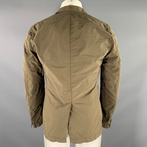 ASPESI Chest Size M Green Olive Solid Polyester Blend Notch Lapel Sport Coat
