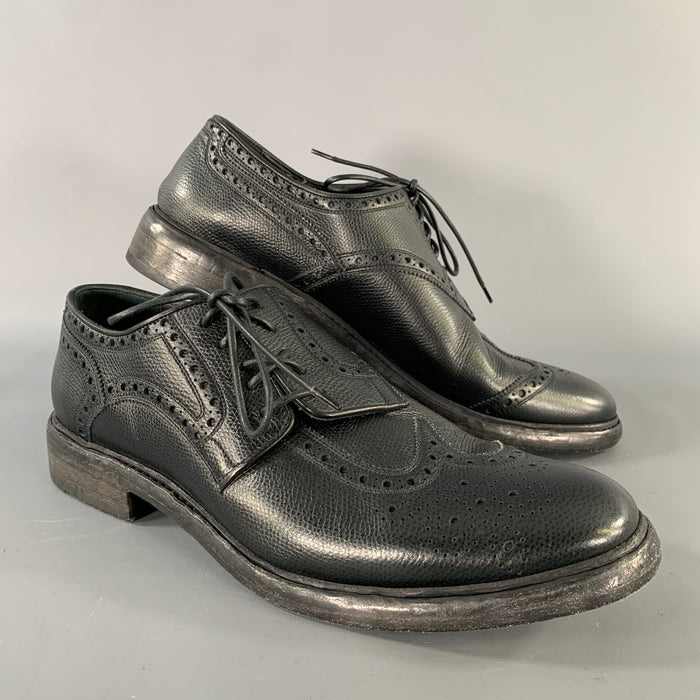 BURBERRY Size 10.5 Black Perforated Leather Lace Up Lace Up Shoes