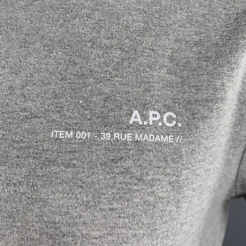 A.P.C. Size M Grey White Cotton Crew Neck T-shirt