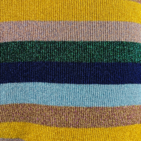MISSONI Size L Blue Multi Color Knit Stripe Elastic Waistband Casual Pants