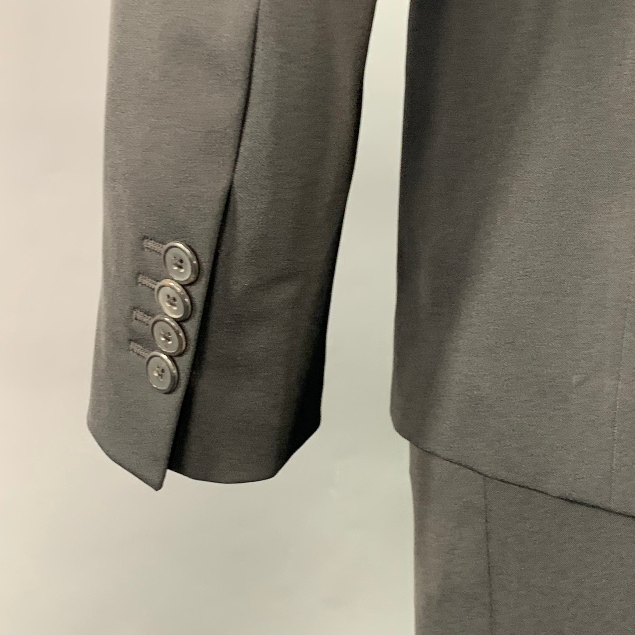 PRADA Size 42 Black Polyester Blend Twill Single Breasted Notch