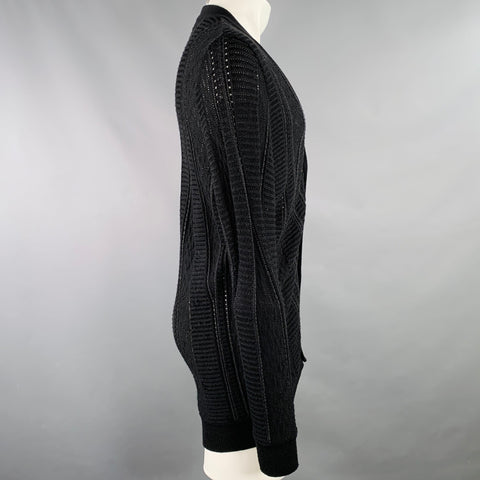 MARC JACOBS Cardigan boutonné en maille de laine et coton noir Taille M