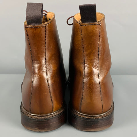 CROCKETT & JONES Size 10 Brown Leather Cap Toe Boots