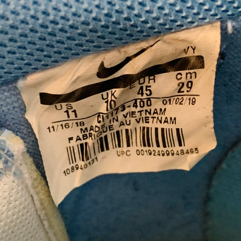 NIKE x OFF-WHITE Size 11 Air Force 1 '07 Virgil Blue Silver Logo Sneakers
