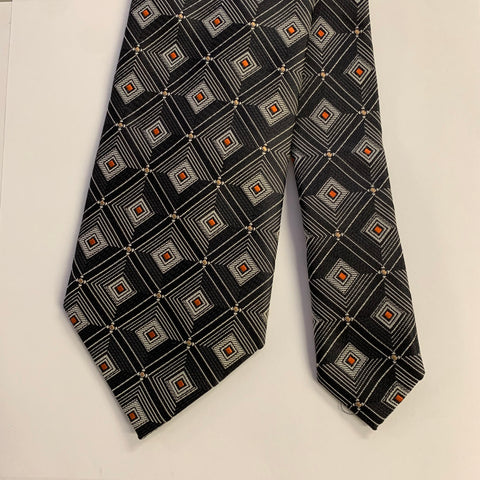 ERMENEGILDO ZEGNA One Size Black Grey Silk Tie