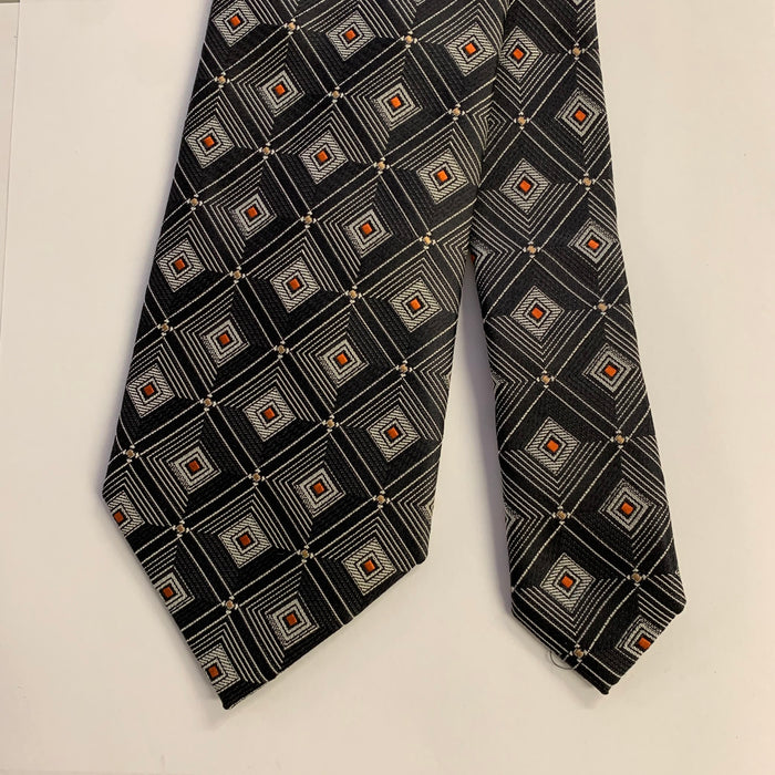 ERMENEGILDO ZEGNA One Size Black Grey Silk Tie