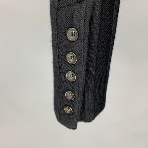 TRANSIT UOMO Size M Black Rib Knit Wool Blend Zip Up Cardigan