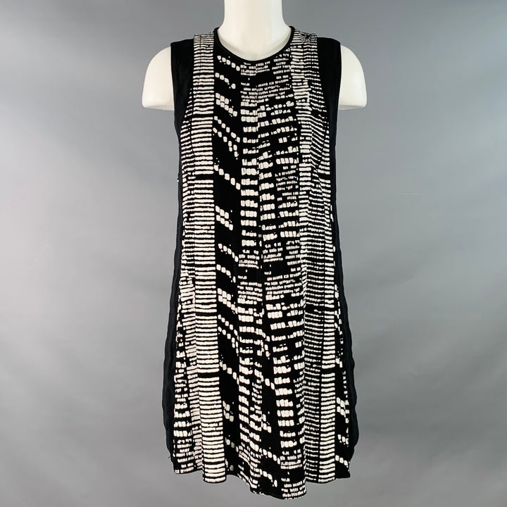 PROENZA SCHOULER Size 4 Black White Viscose Textured Sleeveless Dress