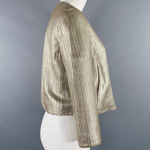 DROME Size XS Gold Perforated Lamb Skin Eye Hook Jacket Blazer