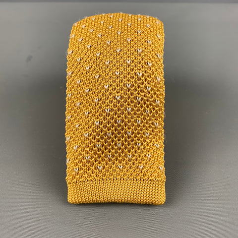 TED BAKER Size Yellow White Knitted Polyester Tie