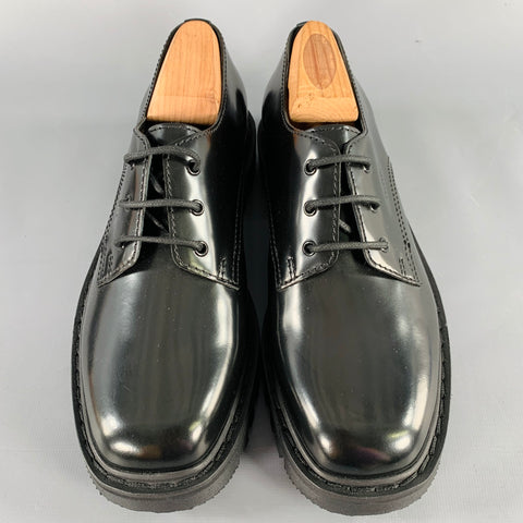 THE ROW Size 7.5 Black Leather Tread Sole Lace-Up Shoes