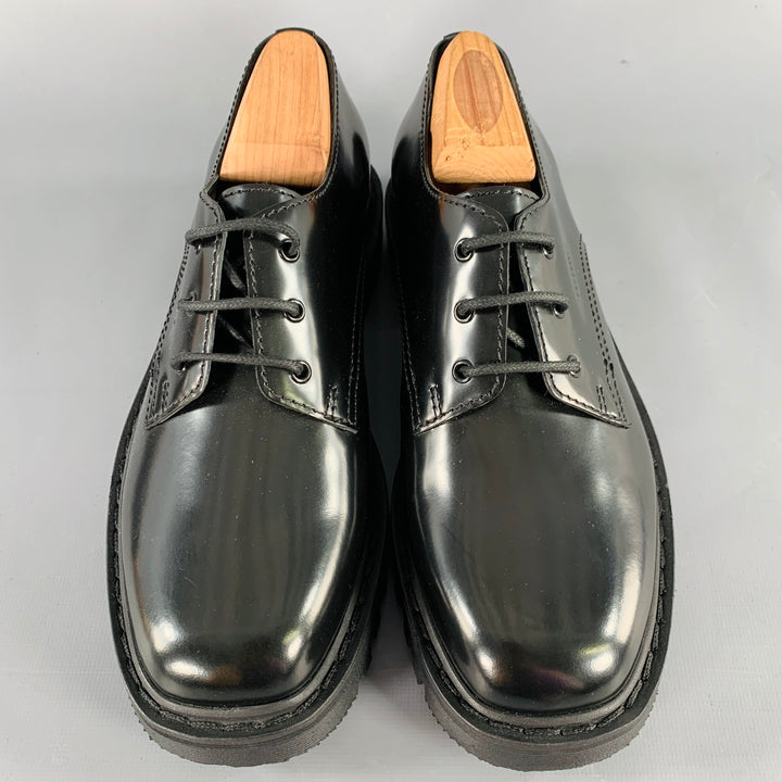 THE ROW Size 7.5 Black Leather Tread Sole Lace-Up Shoes