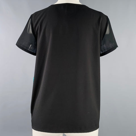 STYLESTALKER Size XS Black Blue Green Polyester Color Block T-Shirt