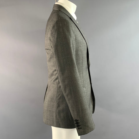 DOLCE & GABBANA Chest Size 38 Black White Plaid Virgin Wool Sport Coat