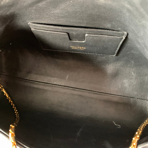 TOM FORD Black Multi Color Embroidered Leather Handbag