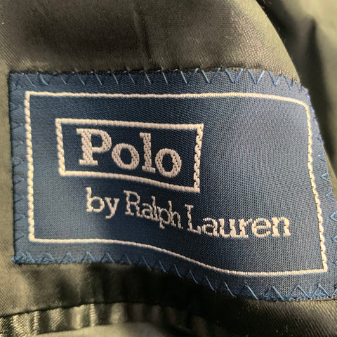 RALPH LAUREN Size 38 Black Wool Velvet Trim Notch Lapel Hidden Buttons Coat