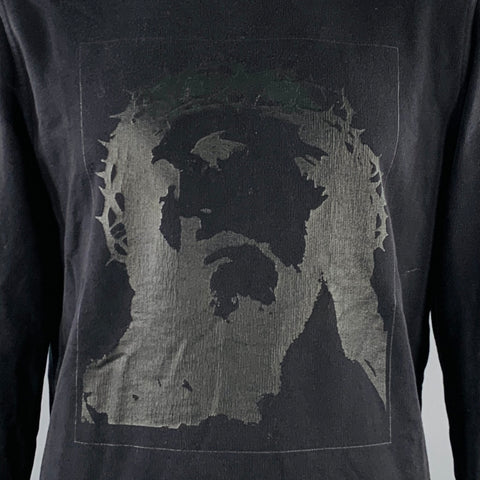 GIVENCHY Size L Black Jesus Graphic Cotton Cuban Fit Crew Neck Sweatshirt