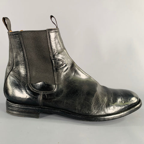 OFFICINE CREATIVE Size 10 Black Leather Chelsea Boots