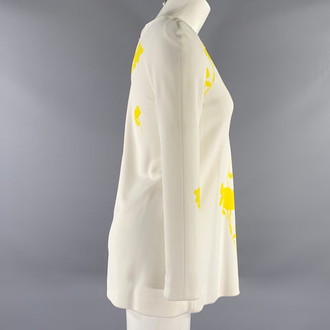 LOUIS VUITTON Size 2 White Yellow Viscose Polyester  Dress Top