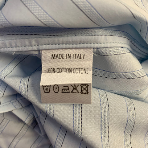 GUCCI Size S Blue Stripe Cotton Button Up Long Sleeve Shirt