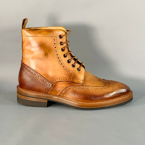 PAUL SMITH Size 8 Tan Brown Antique Leather Wingtip Lace-Up Boots