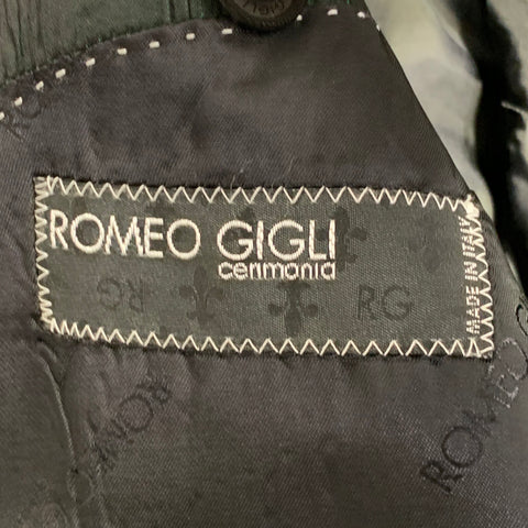 ROMEO GIGLI Taille 42 Noir Vert Contraste Bordure Laine Vierge Veste Sport