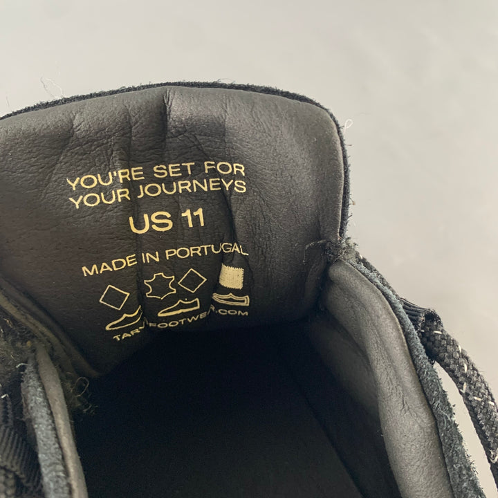 TARVAS Size 11 Black Textured Suede Platform Sneakers