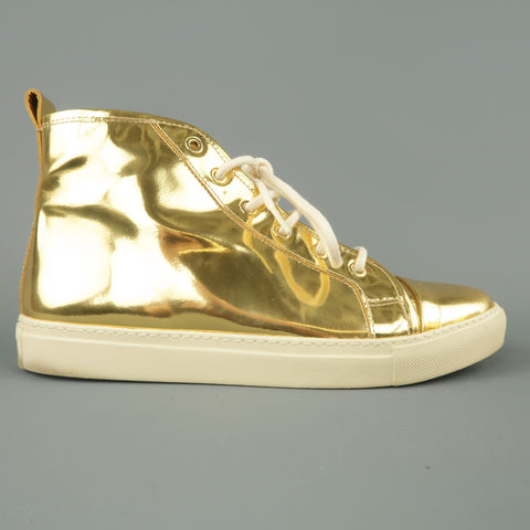 RALPH LAUREN Taille 8 Baskets montantes Silvana en cuir doré métallisé