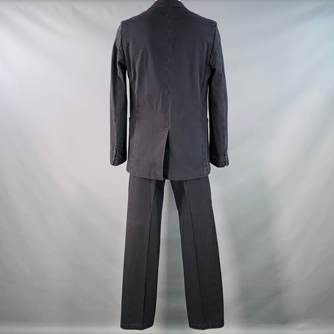 MARTIN MARGIELA Size 44 Navy Checkered Cotton Notch Lapel Suit