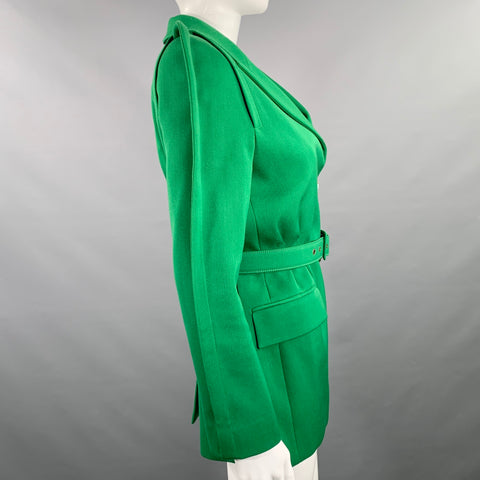 GIVENCHY Size 4 Green Polyester Wool Single Breasted Belted Jacket