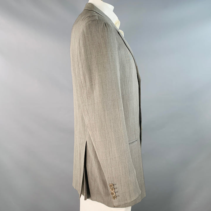 ARMANI COLLEZIONI Size 42 Black White Glenplaid Wool Blend Sport Coat