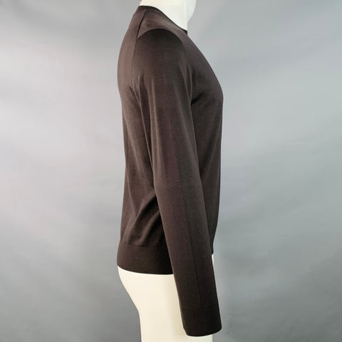 THEORY Size S Brown Wool Jersey Long Sleeve Crew Neck Pullover