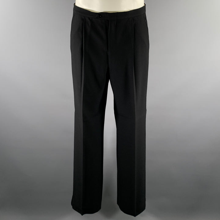 BARNEYS Size 38 Black Wool Notch Lapel Tuxedo