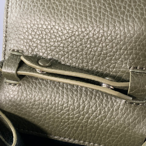 OFF-WHITE One Size Green Olive Embossed Pebble Grain Leather Phone Bag
