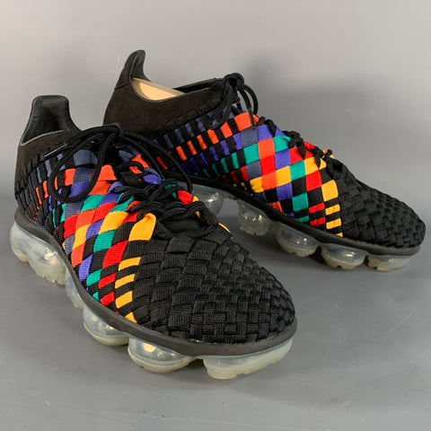 NIKE 2018 Size 11 VaporMax Inneva Rainbow Black Multi Color Woven Chunky Sole Sneakers