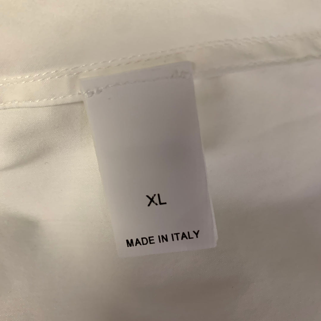 BRUNELLO CUCINELLI Size XL White Cotton Blend Beaded Shirt
