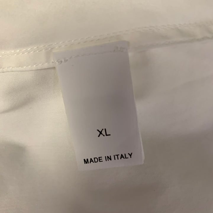 BRUNELLO CUCINELLI Size XL White Cotton Blend Beaded Shirt