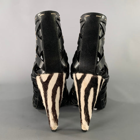 TOM FORD Size 7.5 Black Gold Leather Mixed Patterns Zip Up Boots