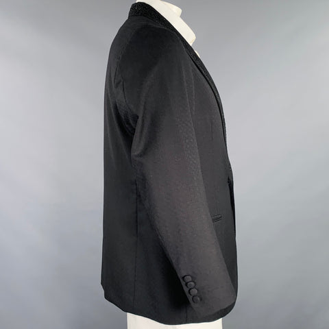 ETRO Size 44 Black Beaded Wool Shawl Collar Sport Coat