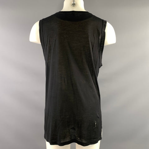 ALEXANDRE PLOKHOV Size S Black Grey Graphic Cotton Tank Top
