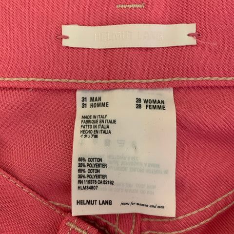 HELMUT LANG Size 31 Pink Cotton / Polyester Jean Cut Casual Pants