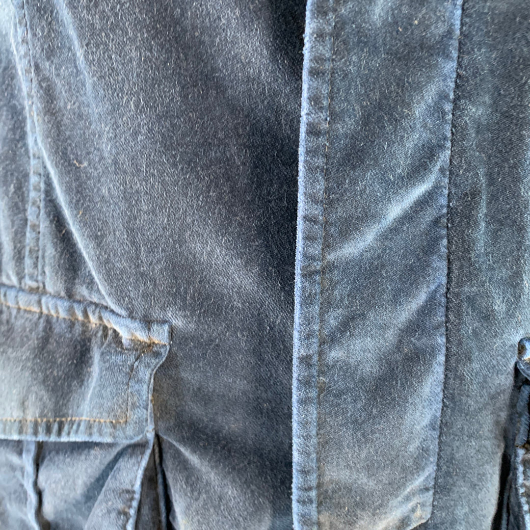 DRIES VAN NOTEN Size 42 Navy Black Velvet Cotton Nehru Collar Suit