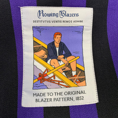 ROWING BLAZERS Size 46 Long Black Purple Stripe Cotton Wool Sport Coat