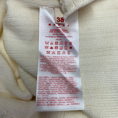 MARNI Size 2 Cream Cotton Virgin Wool Knit Raw Edge Casual Top